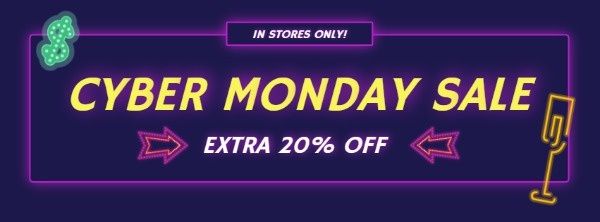 black friday, business, e-commerce, Purple Neon Cyber Monday Sale Facebook Cover Template