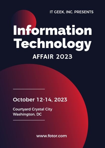 Red And Black Information Technology Meeting Poster