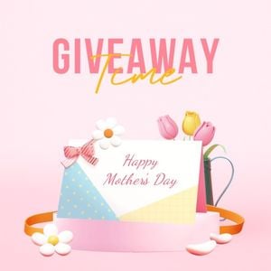 mothers day, mother day, promotion, Pastel Pink 3D Minimal Mother's Day Giveaway Instagram Post Template