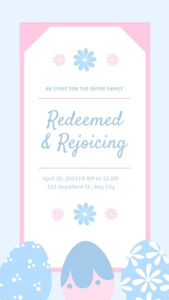 egg hunting, event, activity, Blue And Pink Easter Celebration Instagram Story Template