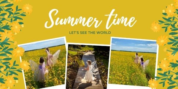 season, picnic, party, Summer Time Kid's Outing Collage Twitter Post Template