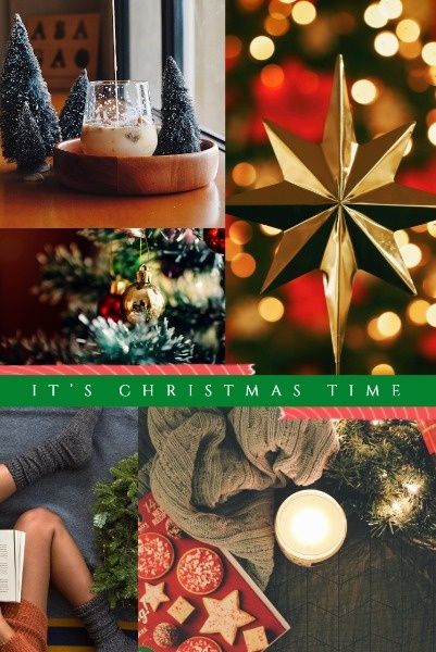 festival, holiday, merry christmas, Festive Christmas Collage Pinterest Post Template