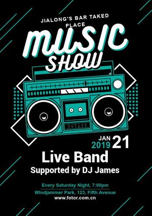 musical, performance, band, Music Live Show Poster Template