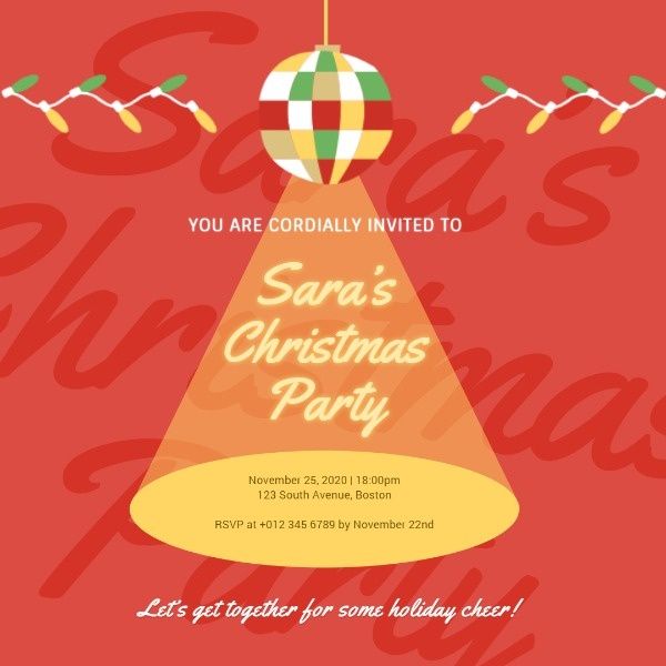 holiday, invitation, vacation, Christmas Party Instagram Post Template