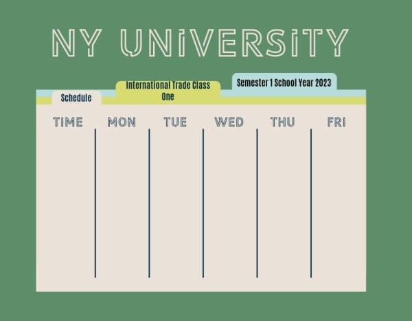 Green And Yellow Background Class Schedule