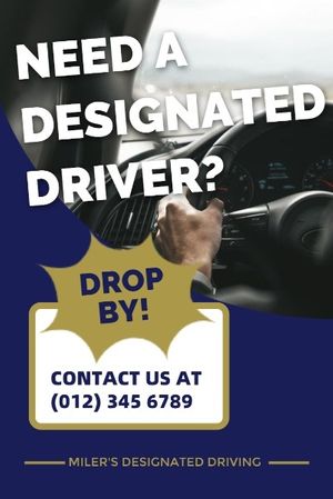 driver, service, card, Black And White Designated Driving Pinterest Post Template