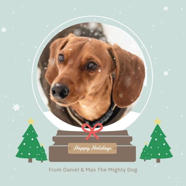 christmas, merry christmas, joy, Green Happy Holiday Dog Photo Collage (Square) Template
