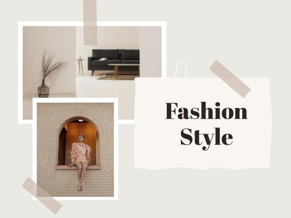 sofa, girl, wall, White Fashion Style  Photo Collage 4:3 Template