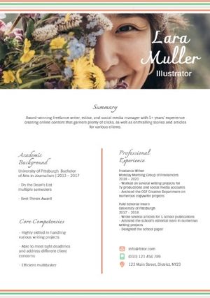 Simple Photo Graphic Designer CV Resume