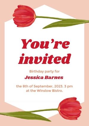happy birthday, party, events, Red Roses Birthday  Invitation Template