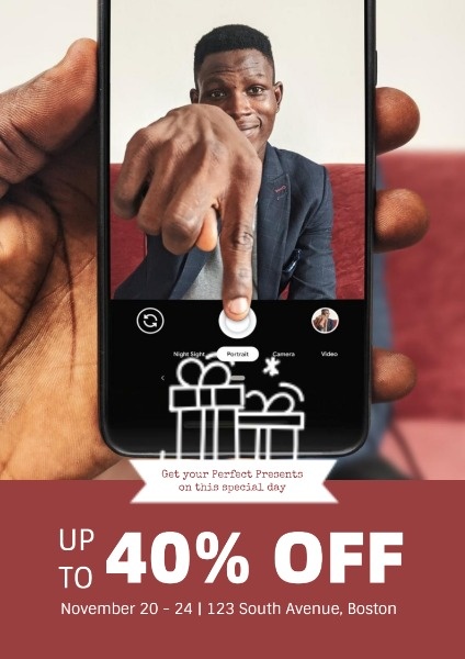 Brown Mobile Phone Promotion Ads Poster