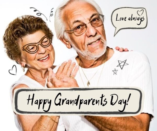 grandparents, holiday, festival, White Grand Parents Day Wishes Facebook Post Template