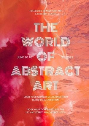 show, art, display, Orange And Red Abstract Exhibition Poster Template