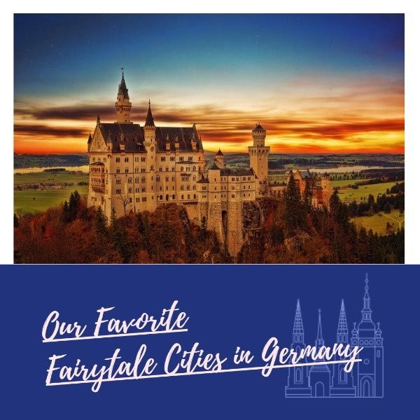 cities, travel, landscape, Castle In The Sunset Quote Instagram Post Template