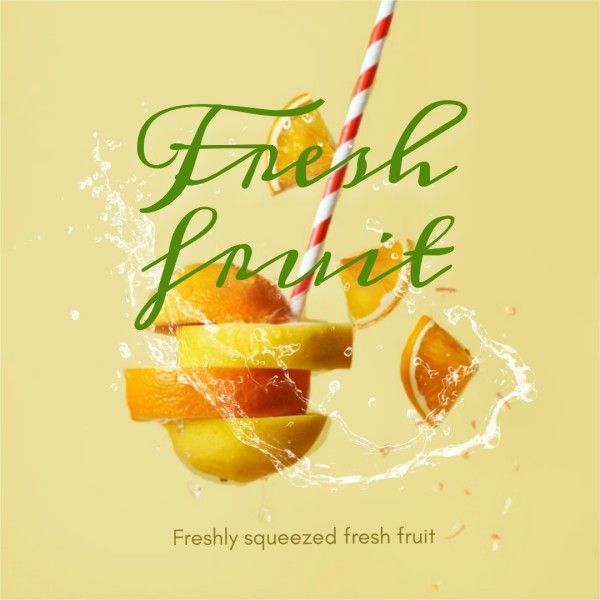 drink, summer, chill, Yellow Orange Fresh Fruit Instagram Post Template