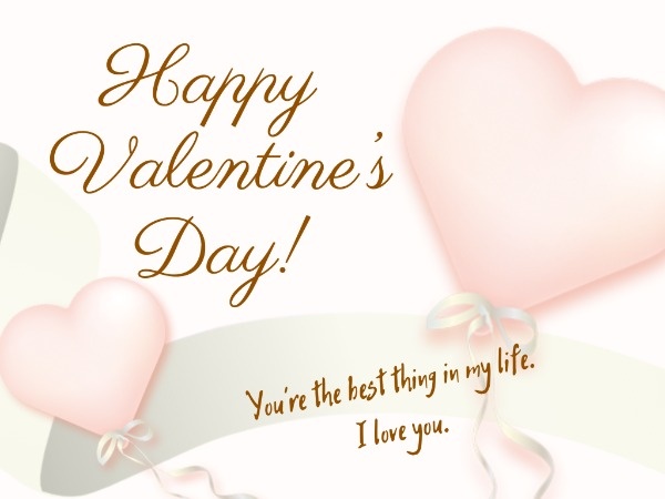 Simple White Happy Valentine's Day Pink Balloon Card