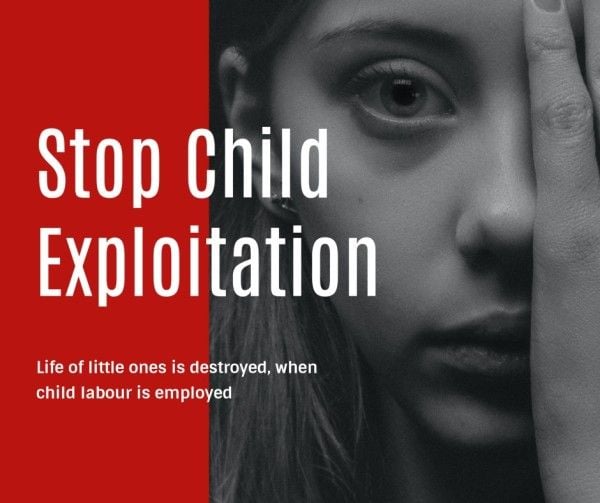 labour, public, poster, Black Stop Child Labor Now Facebook Post Template