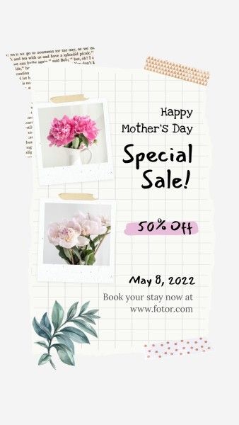 promotion, promo, mothers day, Gray Scrapbook Mother's Day Sale Instagram Story Template