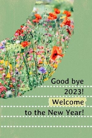 good bye, greeting, flower, Welcome To New Year  Pinterest Post Template