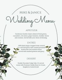 树枝婚礼 英文菜单