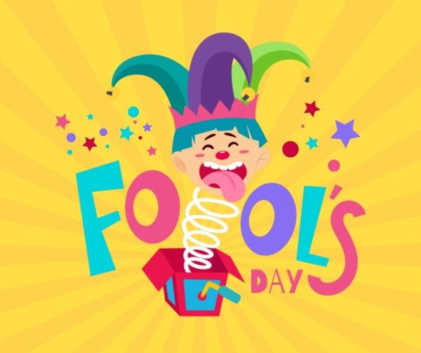 celebration, festival, greeting, Yellow Smiling Illustrated April Fools' Day Facebook Post Template