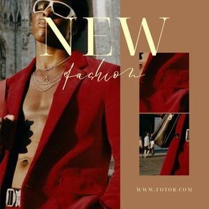 new, promotion, new arrival, Red Fashion Clothing Brands Lookbook Instagram Post Template