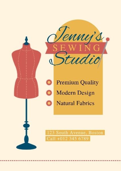 service, tailor, clothes, Sewing Studio Poster Template
