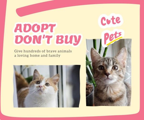 cat, animal, pet, Adopt And Don't Buy Facebook Post Template