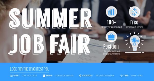 work, office, company, Summer Job Fair Ads Facebook Ad Medium Template