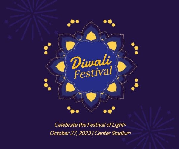 diwali festival, india, indian, Purple Diwali Wishes Facebook Post Template