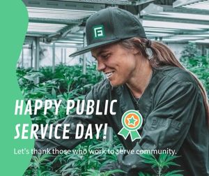 community, plants, woman, Green Happy Public Service Day Facebook Post Template