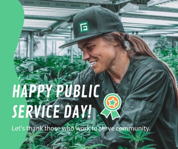 Green Happy Public Service Day Facebook Post