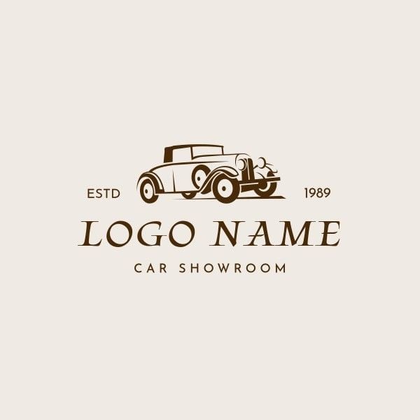 car logo, retro, classic, Beige And Brown Vintage Car Showroom Logo Template