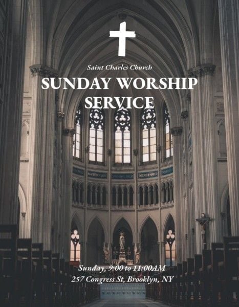 church, targee, life, Gray Sunday Worship Service Program Template