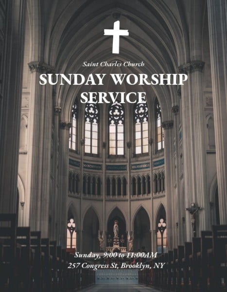 Gray Sunday Worship Service Program