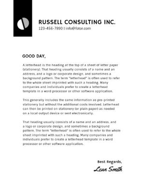 business, firm, office, Simple White Consultant Letter Letterhead Template