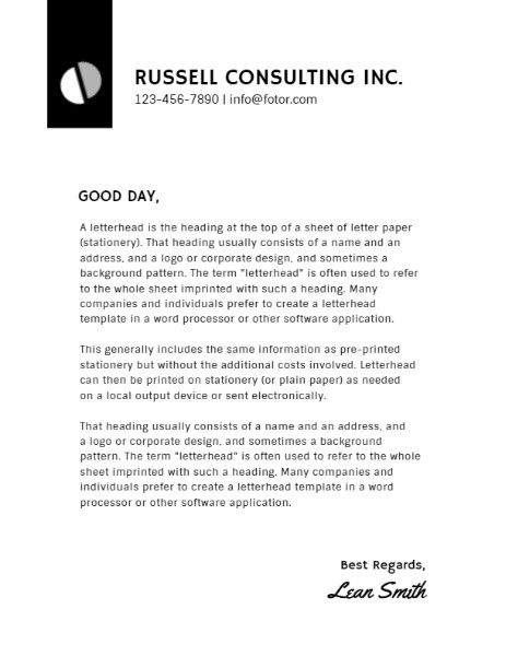 business, firm, office, Simple White Consultant Letter Letterhead Template