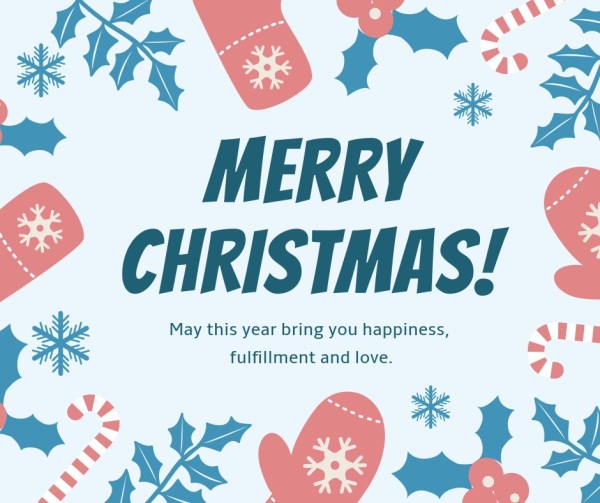 カスタマイズ可能なブルーフローラル漫画クリスマスフェイスブック投稿facebook投稿のテンプレート Fotorデザインツール