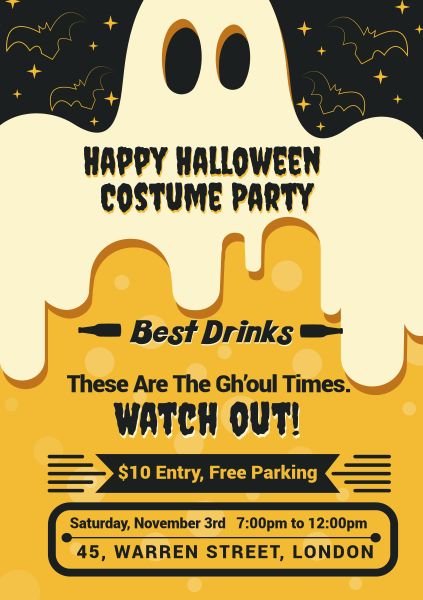 Yellow Halloween Costume Party Flyer