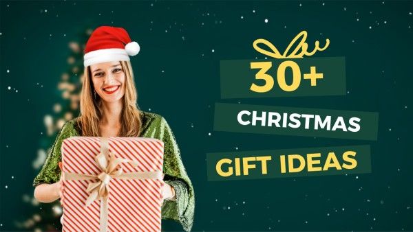 christmas，gift ideas，xmas，holiday，lifestyle，life, snow，simple, Green Christmas Gift Ideas Youtube Thumbnail Template