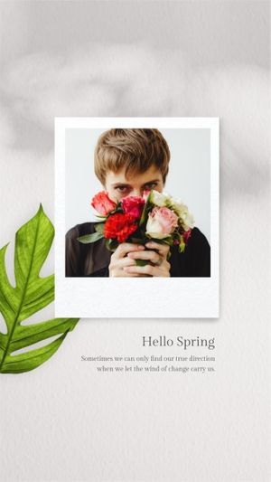 quote, plant, leaf, Gray Minimal Organic Spring Photo Collage Instagram Story Template
