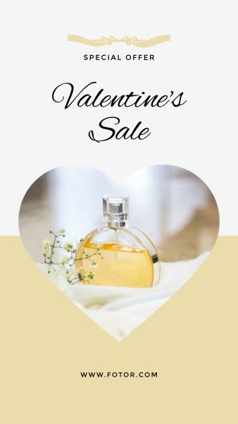 valentines day, valentines, valentines promotion, Yellow Perfume Valentine Beauty Sale Promotion Instagram Story Template