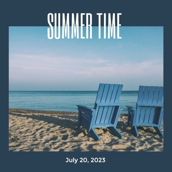 landscape, season, hot, Blue Summer Time Instagram Post Template
