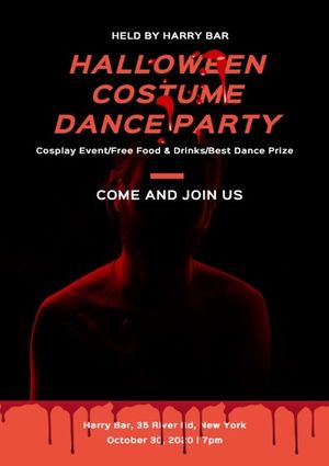 Blood Halloween Costume Dance Party Flyer