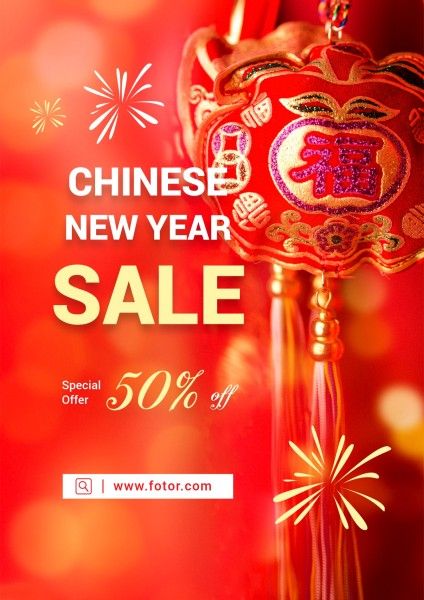 2022, lunar new year, spring festival, Red Chinese New Year Promotion Poster Template