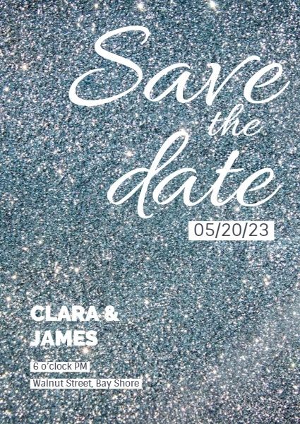 wedding, marry, marriage, Silver Glitter Save The Date Invitation Invitation Template