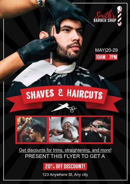 men, haircuts, shaving, Barber Shop Service Poster Template