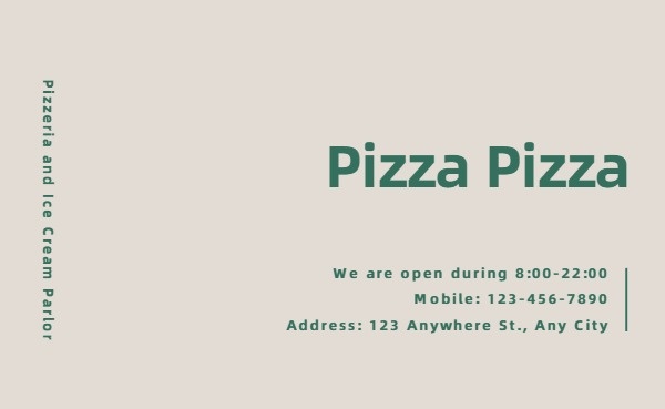 Pizza Store Business Card Business Card