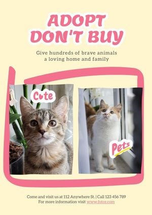 cat, animal, pet, Adopt And Don't Buy Poster Template