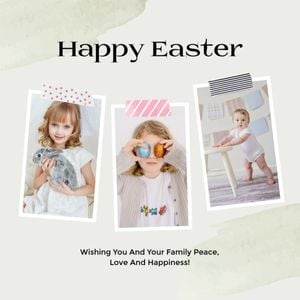 festival, wish, greeting, Green Watercolor Easter Photo Collage (Square) Template